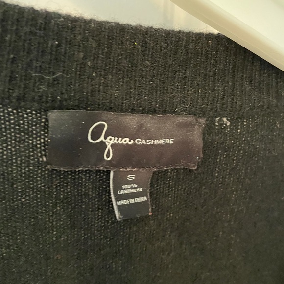 AQUA Bloomingdales Black Cashmere Zip Cardigan SM - Picture 4 of 7